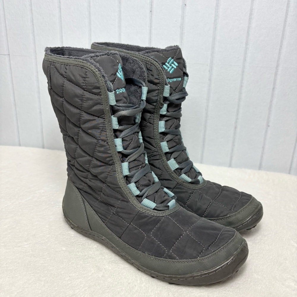 Columbia Charcoal Gray blue Quilted Women's waterproof Boots Size‎ 8